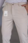 Erkek Bej Slim Fit Likralı Armür Desenli Casual Pantolon