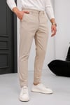 Erkek Bej Slim Fit Likralı Armür Desenli Casual Pantolon