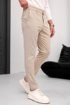 Erkek Bej Slim Fit Likralı Armür Desenli Casual Pantolon