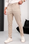 Erkek Bej Slim Fit Likralı Armür Desenli Casual Pantolon
