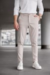 Erkek Bej Slim Fit Likralı Armür Desenli Casual Pantolon