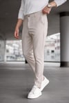 Erkek Bej Slim Fit Likralı Armür Desenli Casual Pantolon
