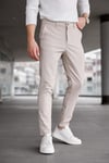 Erkek Bej Slim Fit Likralı Armür Desenli Casual Pantolon