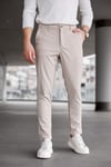 Erkek Bej Slim Fit Likralı Armür Desenli Casual Pantolon