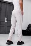 Erkek Bej Slim Fit Likralı Beli Lastikli Bağcıklı Yan Cep Jogger Kumaş Pantolon