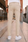 Erkek Bej Slim Fit Likralı Beli Lastikli Bağcıklı Yan Cep Jogger Kumaş Pantolon