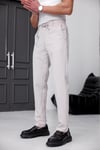 Erkek Bej Slim Fit Likralı Beli Lastikli Bağcıklı Yan Cep Jogger Kumaş Pantolon