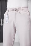 Erkek Bej Slim Fit Likralı Beli Lastikli Bağcıklı Yan Cep Jogger Kumaş Pantolon