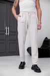Erkek Bej Slim Fit Likralı Beli Lastikli Bağcıklı Yan Cep Jogger Kumaş Pantolon