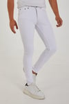 Erkek Beyaz Slim Fit Likralı Dar Paça Kot Pantolon