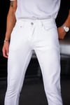 Erkek Beyaz Slim Fit Likralı Jean Pantolon