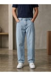 Erkek Buz Mavi Baggy Fit Geniş Kesim Jean Pantolon