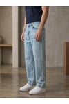 Erkek Buz Mavi Baggy Fit Geniş Kesim Jean Pantolon