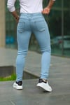 Erkek Buz Mavi Slim Fit Likralı Dar Paça Lazerli Kot Pantolon