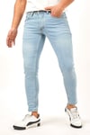 Erkek Buz Mavi Slim Fit Likralı Dar Paça Kot Pantolon