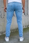 Erkek Buz Mavi Slim Fit Likralı Dar Paça Lazerli Kot Pantolon