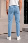 Erkek Buz Mavi Slim Fit Likralı Dar Paça Lazerli Kot Pantolon