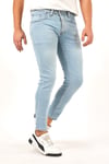 Erkek Buz Mavi Slim Fit Likralı Dar Paça Kot Pantolon