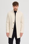 Erkek Ekru Kaşe Kaban Slim Fit Dik Yaka Kışlık Kaban Palto