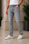 Erkek Füme Regular Fit Taşlamalı Düz Paça Kot Pantolon