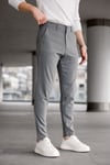 Erkek Füme Slim Fit Çizgili Likralı Yan Cep Bilek Boy Düz Kumaş Pantolon