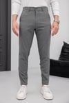 Erkek Füme Slim Fit Çizgili Likralı Yan Cep Bilek Boy Düz Kumaş Pantolon