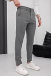 Erkek Füme Slim Fit Çizgili Likralı Yan Cep Bilek Boy Düz Kumaş Pantolon
