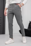 Erkek Füme Slim Fit Çizgili Likralı Yan Cep Bilek Boy Düz Kumaş Pantolon