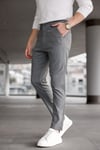 Erkek Füme Slim Fit Çizgili Likralı Yan Cep Bilek Boy Düz Kumaş Pantolon