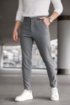 Erkek Füme Slim Fit Çizgili Likralı Yan Cep Bilek Boy Düz Kumaş Pantolon