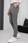 Erkek Füme Slim Fit Çizgili Likralı Yan Cep Bilek Boy Düz Kumaş Pantolon
