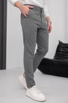 Erkek Füme Slim Fit Çizgili Likralı Yan Cep Bilek Boy Düz Kumaş Pantolon