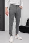 Erkek Füme Slim Fit Çizgili Likralı Yan Cep Bilek Boy Düz Kumaş Pantolon