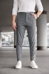 Erkek Füme Slim Fit Çizgili Likralı Yan Cep Bilek Boy Düz Kumaş Pantolon