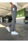 Erkek Füme Slim Fit Dar Kesim Likralı Yan Cep Bilek Boy Düz Kumaş Pantolon