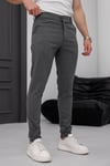 Erkek Füme Slim Fit Dar Kesim Likralı Yan Cep Bilek Boy Düz Kumaş Pantolon