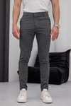 Erkek Füme Slim Fit Dar Kesim Likralı Yan Cep Bilek Boy Düz Kumaş Pantolon