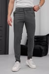 Erkek Füme Slim Fit Dar Kesim Likralı Yan Cep Bilek Boy Düz Kumaş Pantolon