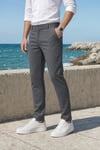 Erkek Füme Slim Fit Dar Kesim Likralı Yan Cep Bilek Boy Düz Kumaş Pantolon