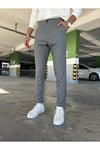 Erkek Füme Slim Fit Dar Kesim Likralı Yan Cep Bilek Boy Düz Kumaş Pantolon