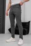 Erkek Füme Slim Fit Dar Kesim Likralı Yan Cep Bilek Boy Düz Kumaş Pantolon