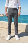Erkek Füme Slim Fit Dar Kesim Likralı Yan Cep Bilek Boy Düz Kumaş Pantolon