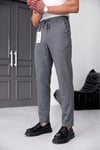 Erkek Füme Slim Fit Likralı Beli Lastikli Bağcıklı Yan Cep Jogger Kumaş Pantolon