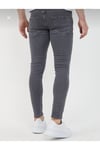Erkek Füme Slim Fit Likralı Dar Paça Kot Pantolon