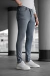 Erkek Füme Slim Fit Likralı Dar Paça Lazerli Kot Pantolon