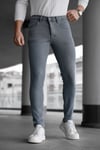 Erkek Füme Slim Fit Likralı Dar Paça Lazerli Kot Pantolon