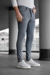 Erkek Füme Slim Fit Likralı Dar Paça Lazerli Kot Pantolon