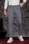 Erkek Füme Slim Fit Likralı Dar Paça Lazerli Kot Pantolon