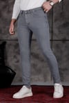 Erkek Füme Slim Fit Likralı Dar Paça Lazerli Kot Pantolon
