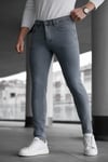 Erkek Füme Slim Fit Likralı Dar Paça Lazerli Kot Pantolon